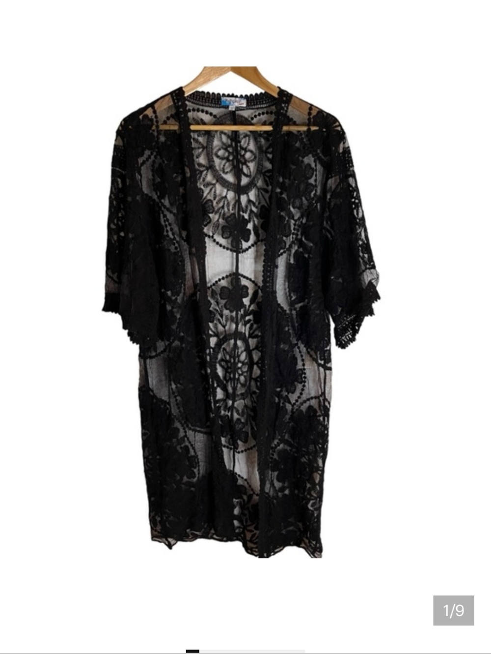 Rebellion Sheer Black Crochet Lace Kimono Cardigan Size Small